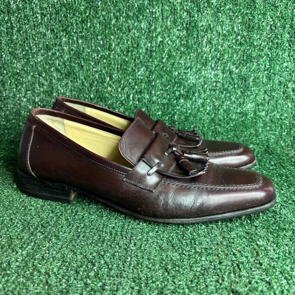 Salvatore Ferragamo Studio Kiltie Tassel‎ Loafers Classic Shoes Brown Mens 8.5D